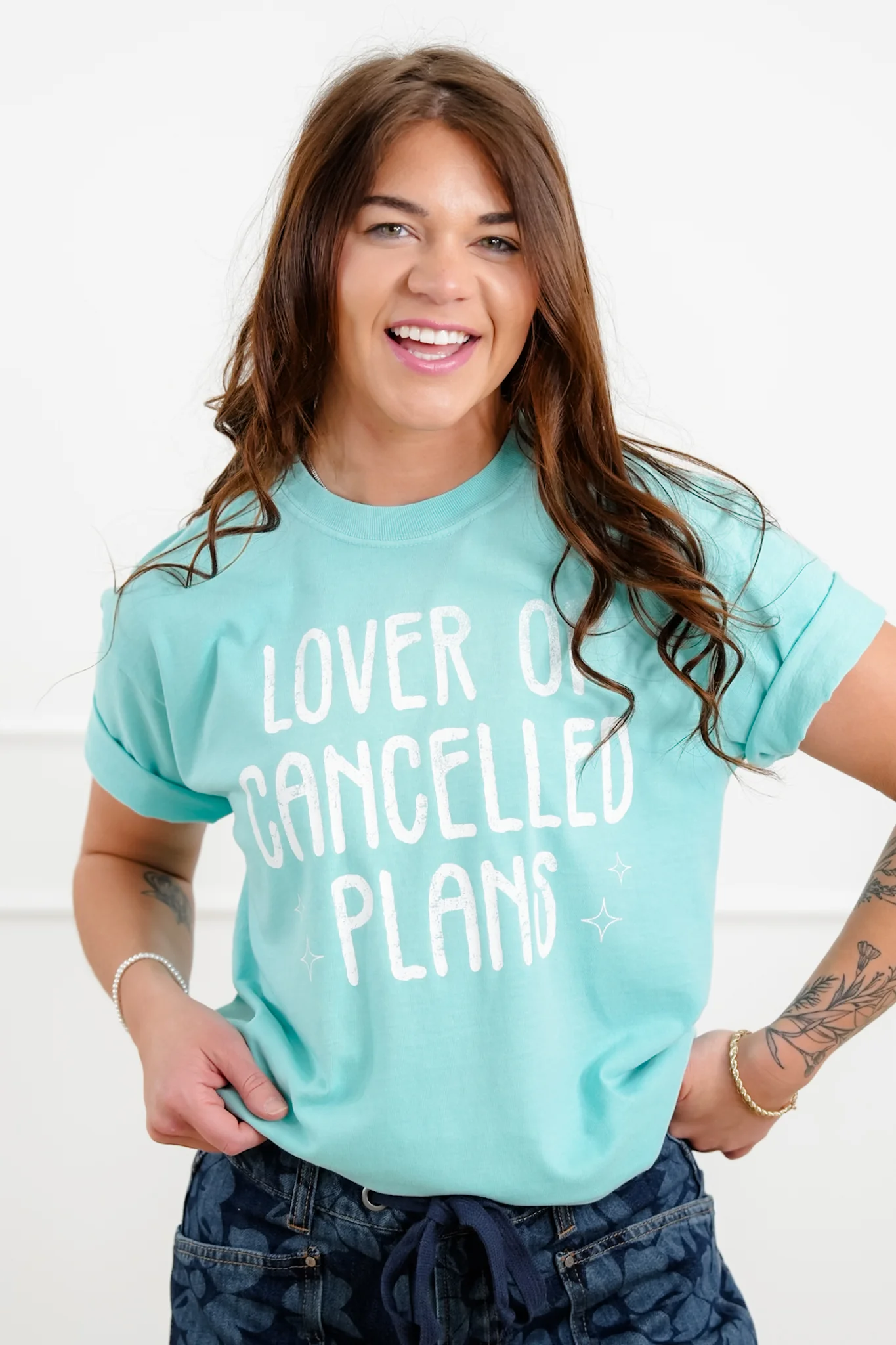 Plus/Reg Short Sleeve "Lover of Cancelled Plans" Graphic Tee - Image 2