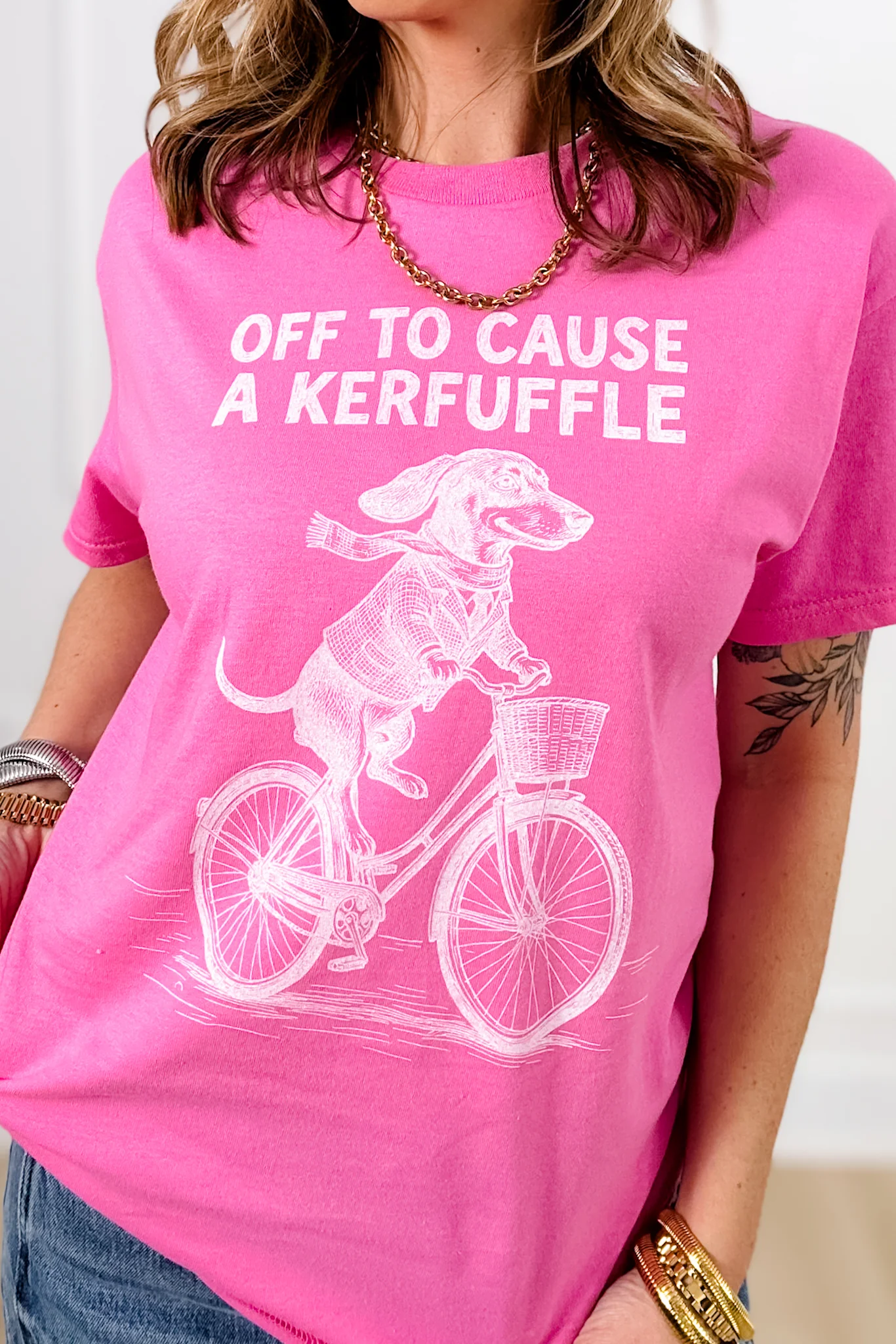 Plus/Reg Short Sleeve "Off To Cause a Kerfuffle" Graphic Tee - Image 2