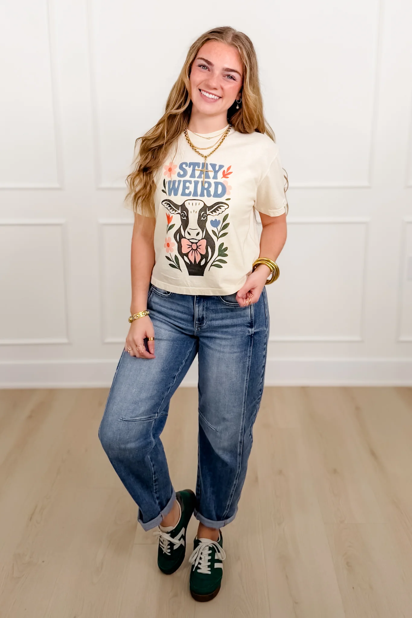 Plus/Reg Short Sleeve "Stay Weird Cow" Graphic Tee - Image 2
