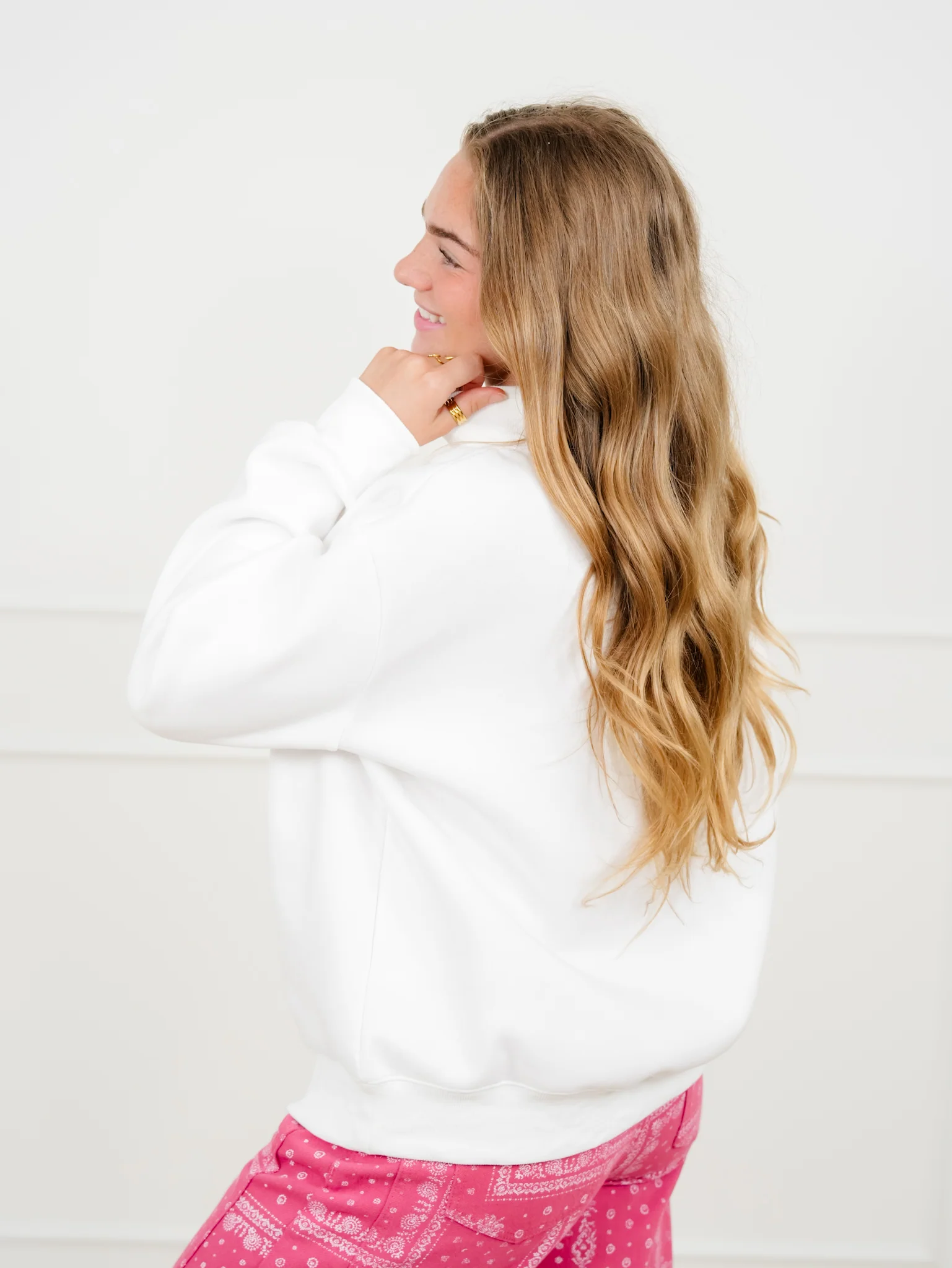 Plus/Reg Solid Long Sleeve Mock Neck Pullover Sweatshirt - Image 8