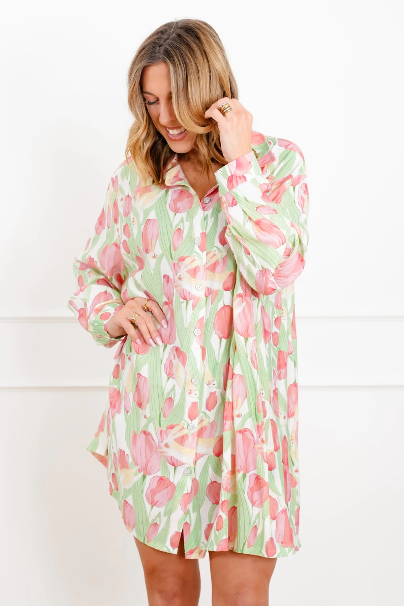 POL Floral Print Long Sleeve Dress - Image 3