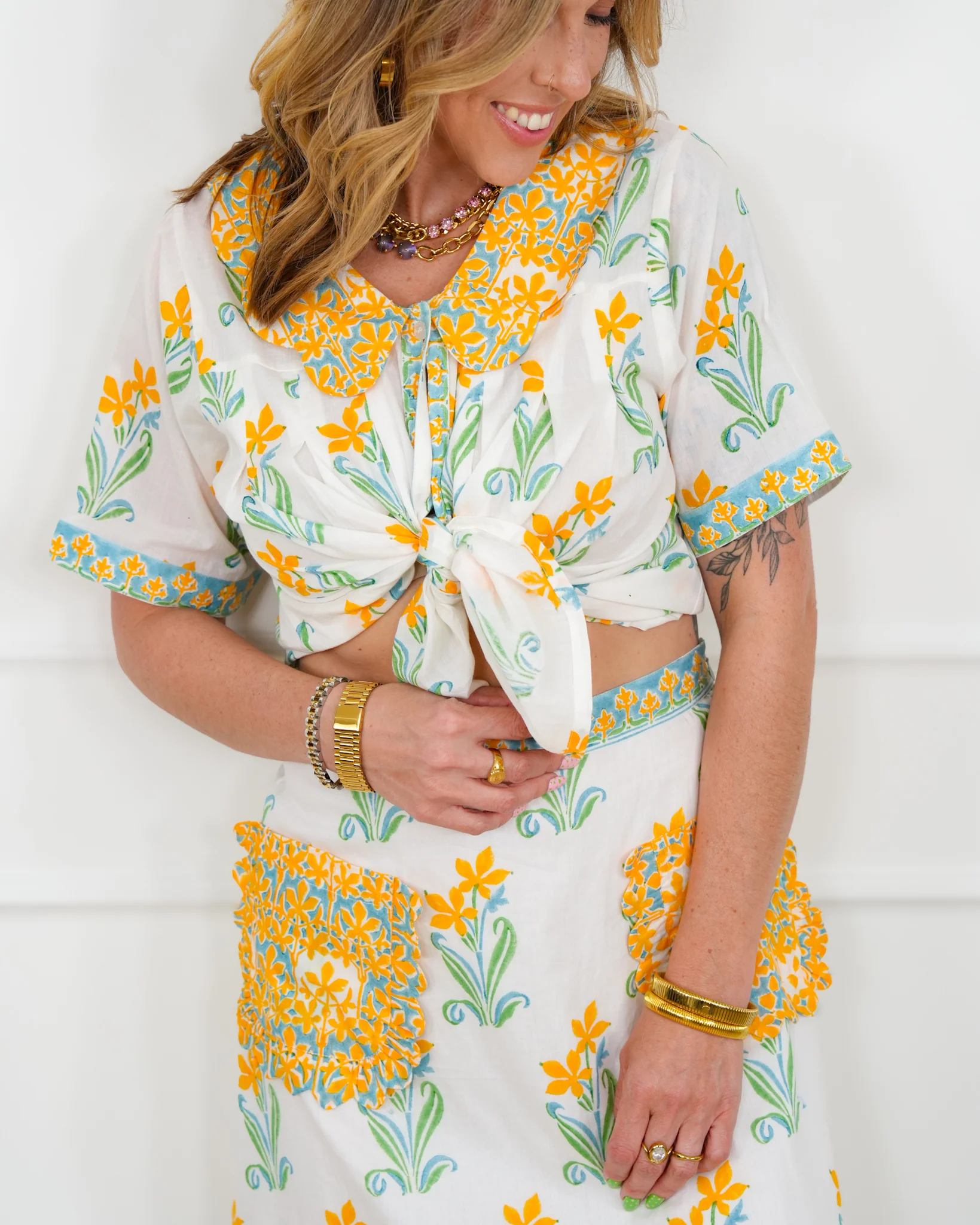 POL Floral Print Short Sleeve Button Up Blouse - Image 3