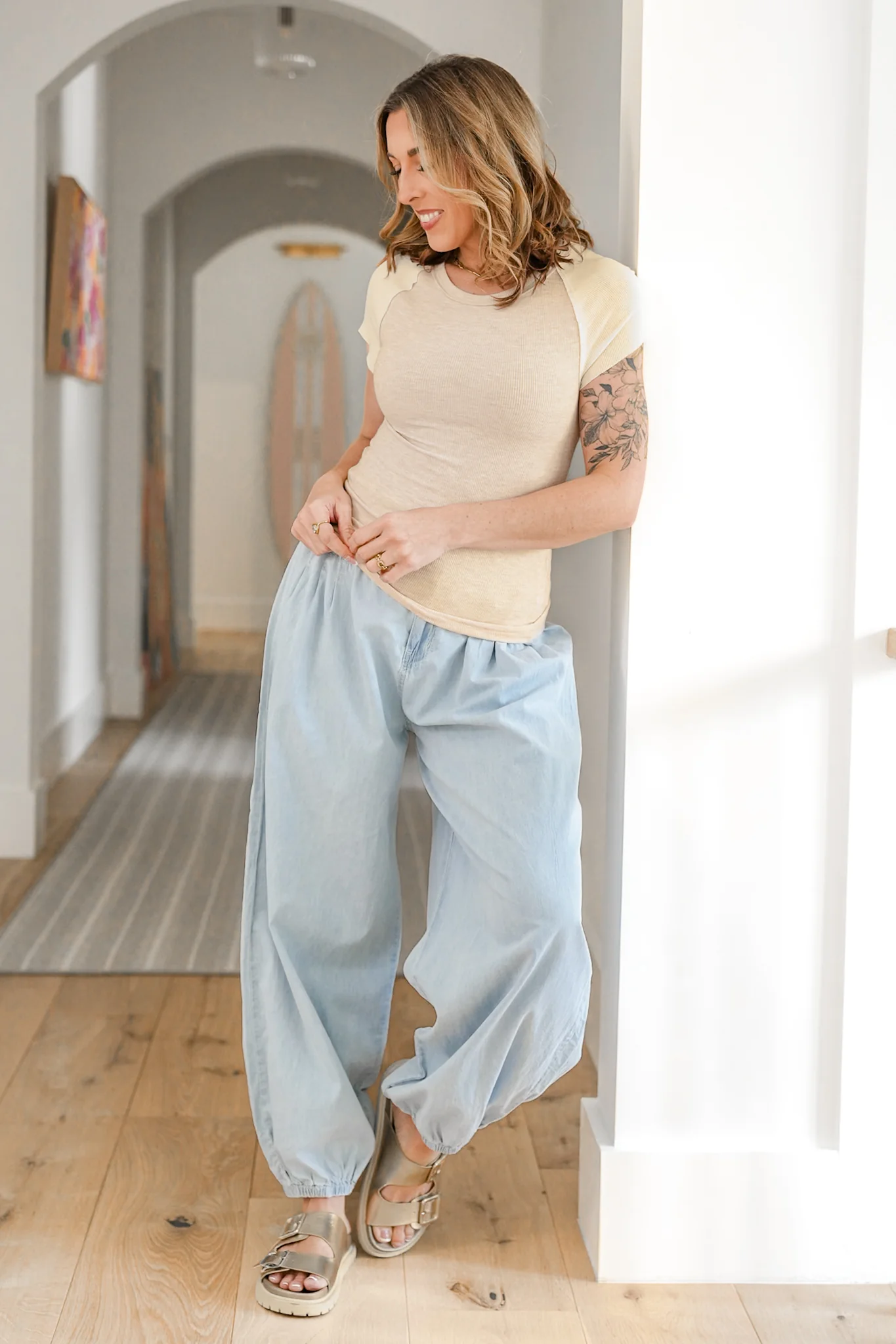 POL Ribbed Short Sleeve Round Neck Top - Image 6