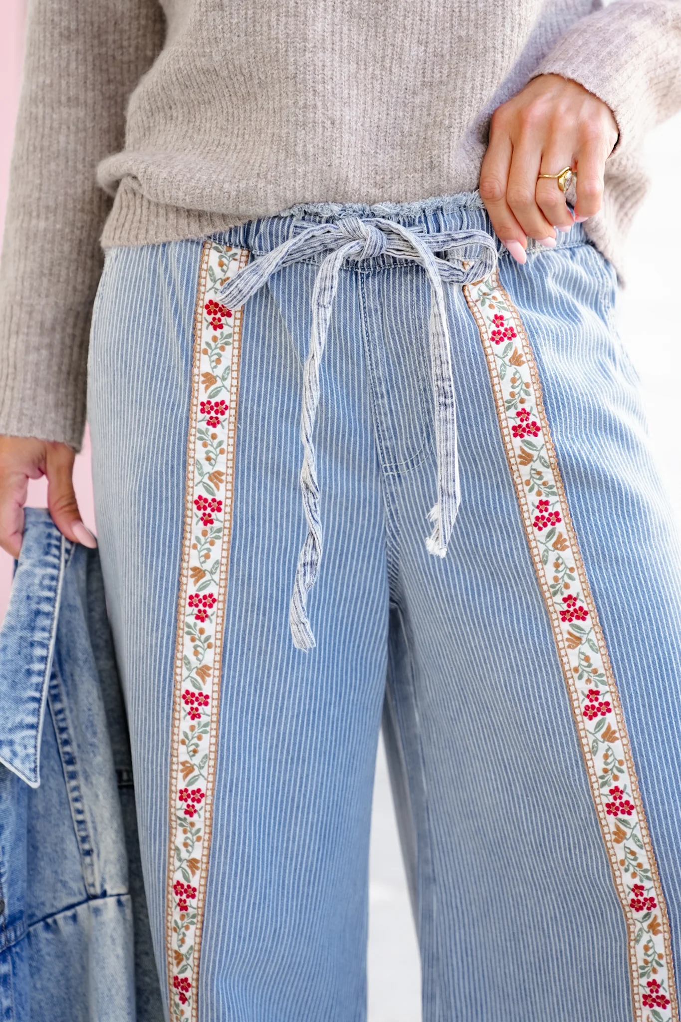 POL Stripe Elastic Waist Wide Leg Pants - Image 2