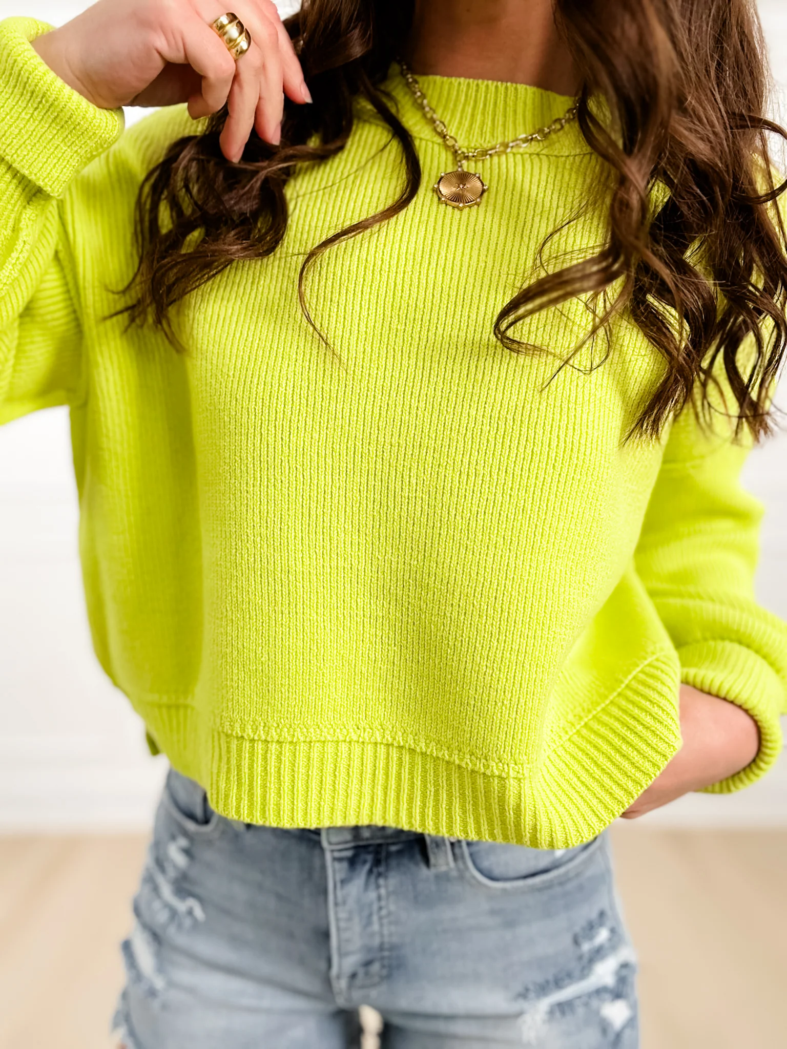 Ribbed Long Sleeve Round Neck Pullover Sweater - Image 5