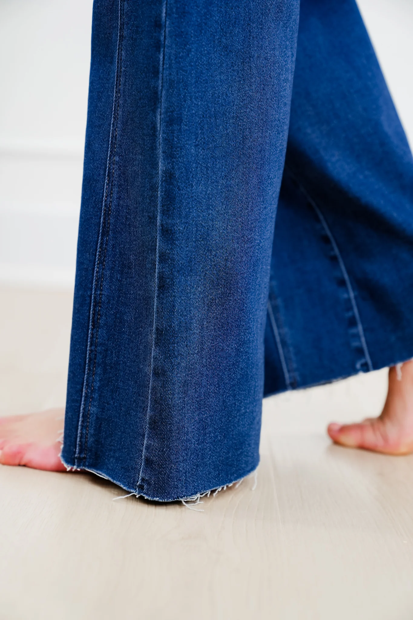 Risen High Rise Dark Wash Wide Flare Jeans with Leather Pocket Flap - Image 4