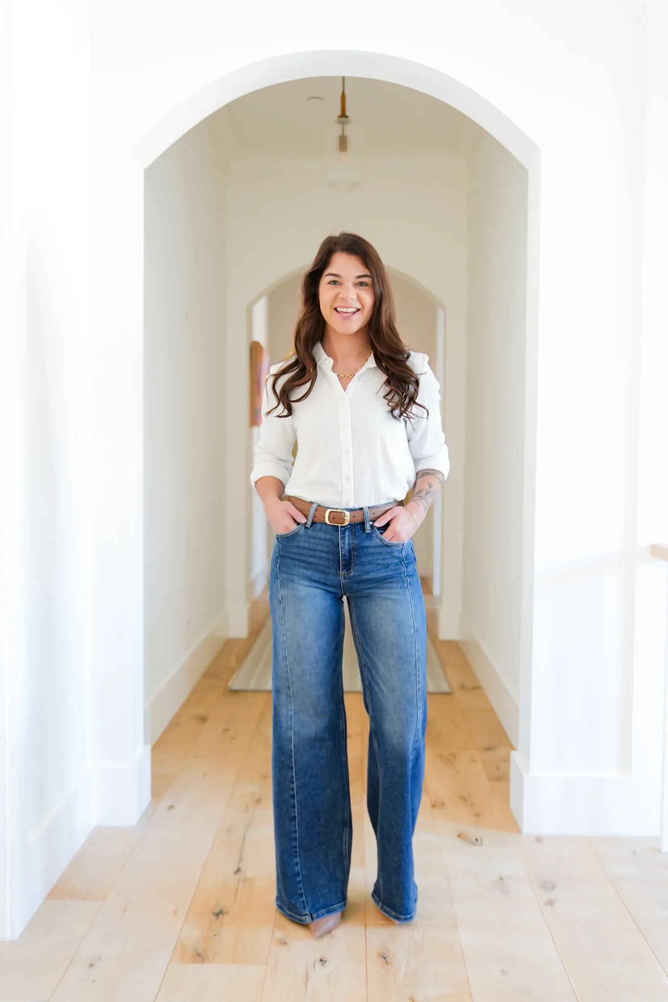 Risen Multi Inseam Dark Wash Wide Leg Seam Front Jeans - Image 11