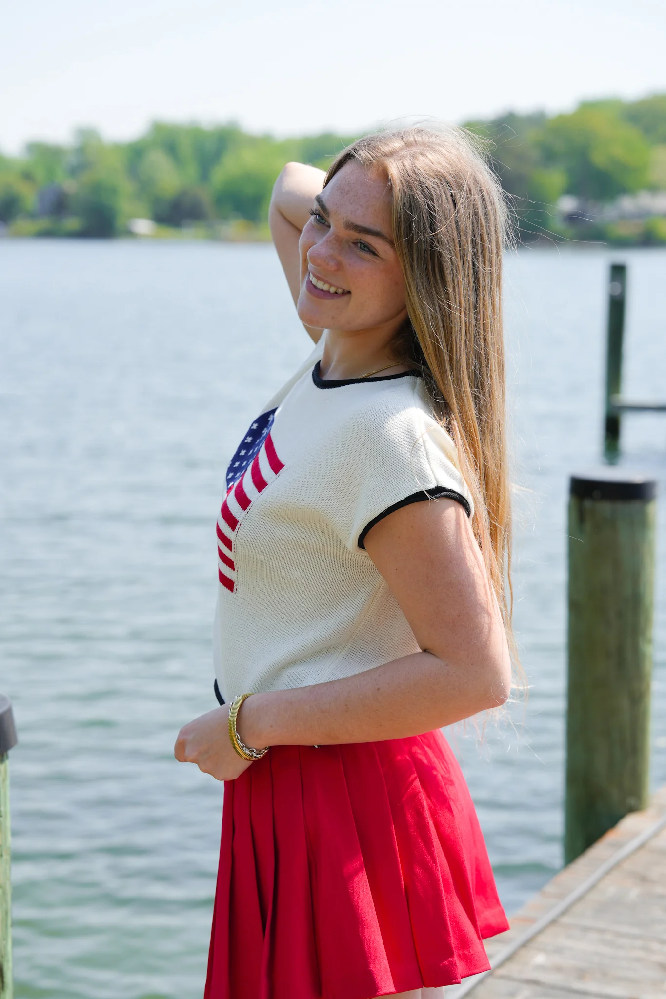 Short Sleeve American Flag Knit Top - Image 4