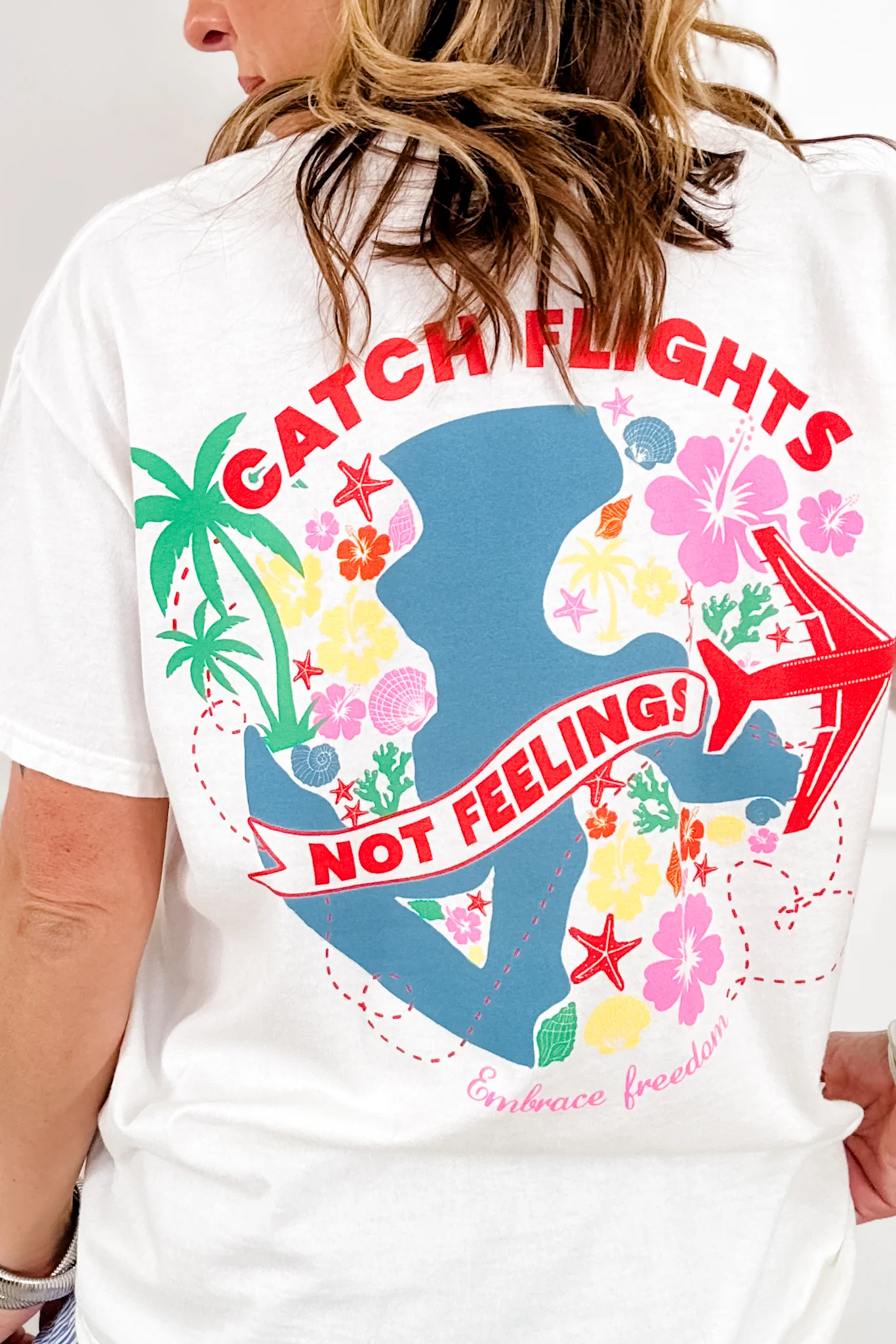 Short Sleeve "Catch Flights Not Feelings" Graphic Tee