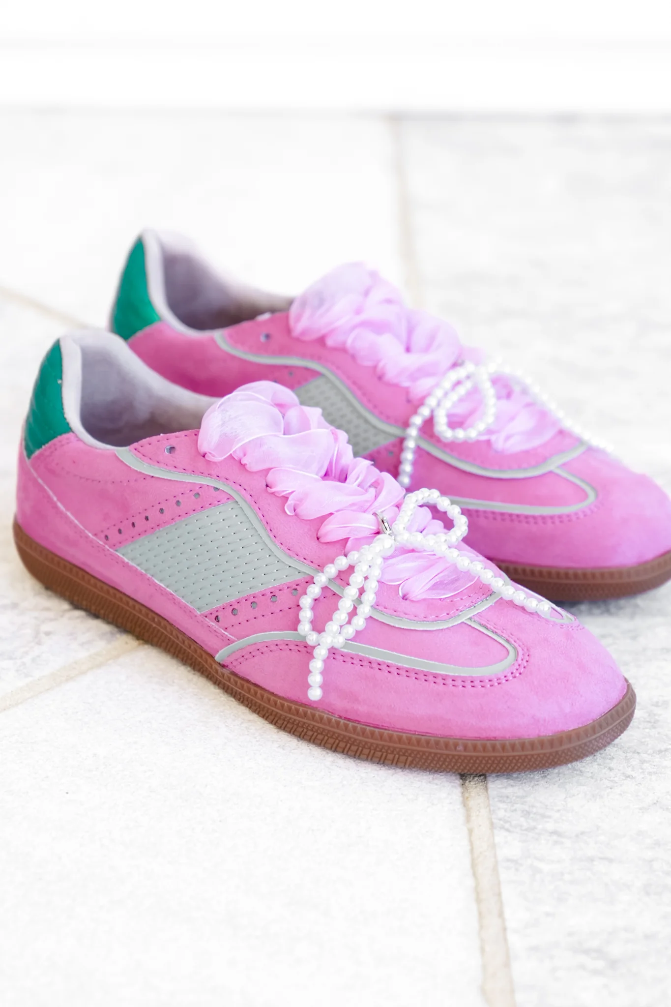 Shu Shop Lace Up Sneaker with Pearl Bow - Image 3