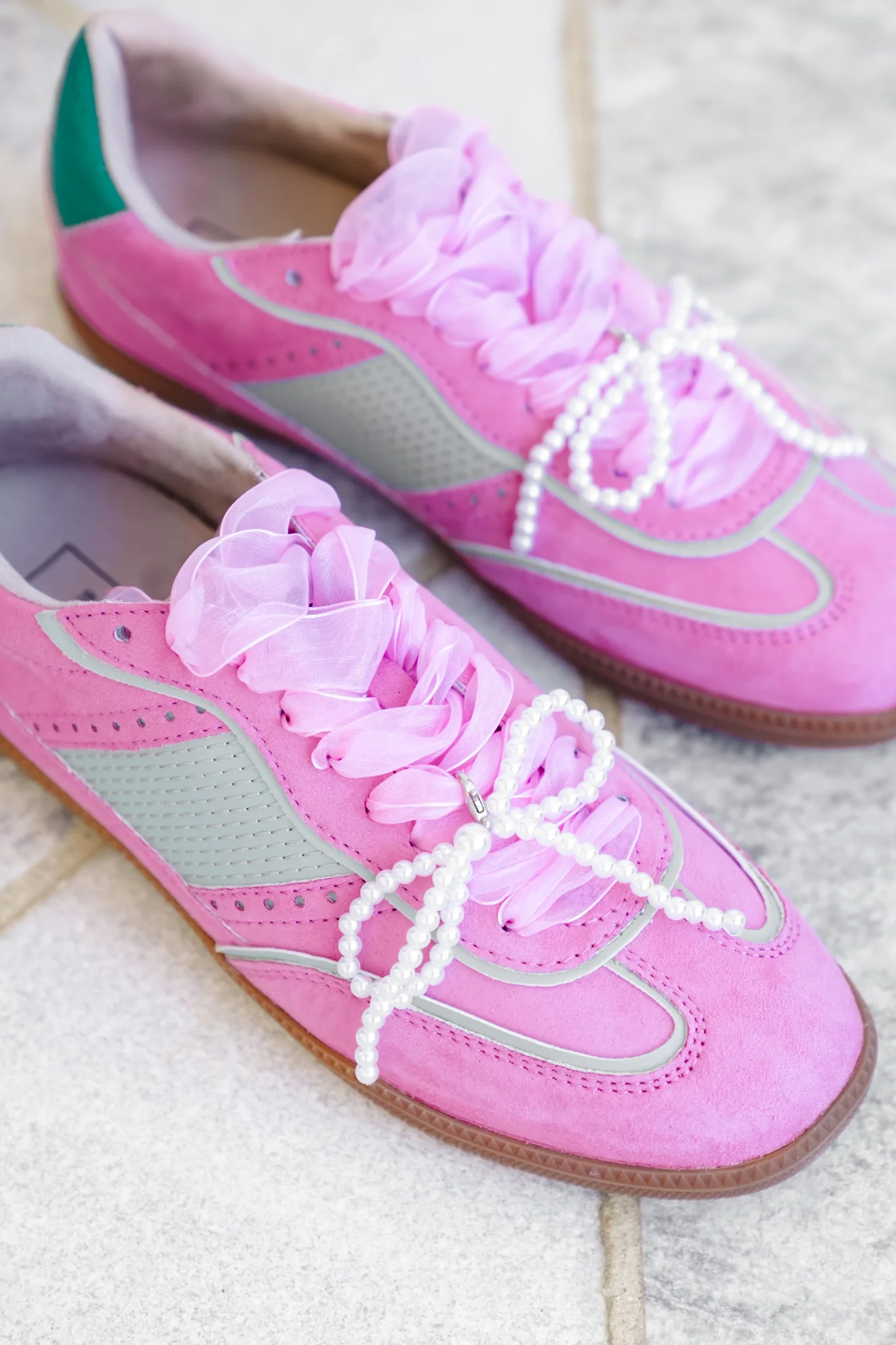 Shu Shop Lace Up Sneaker with Pearl Bow - Image 4