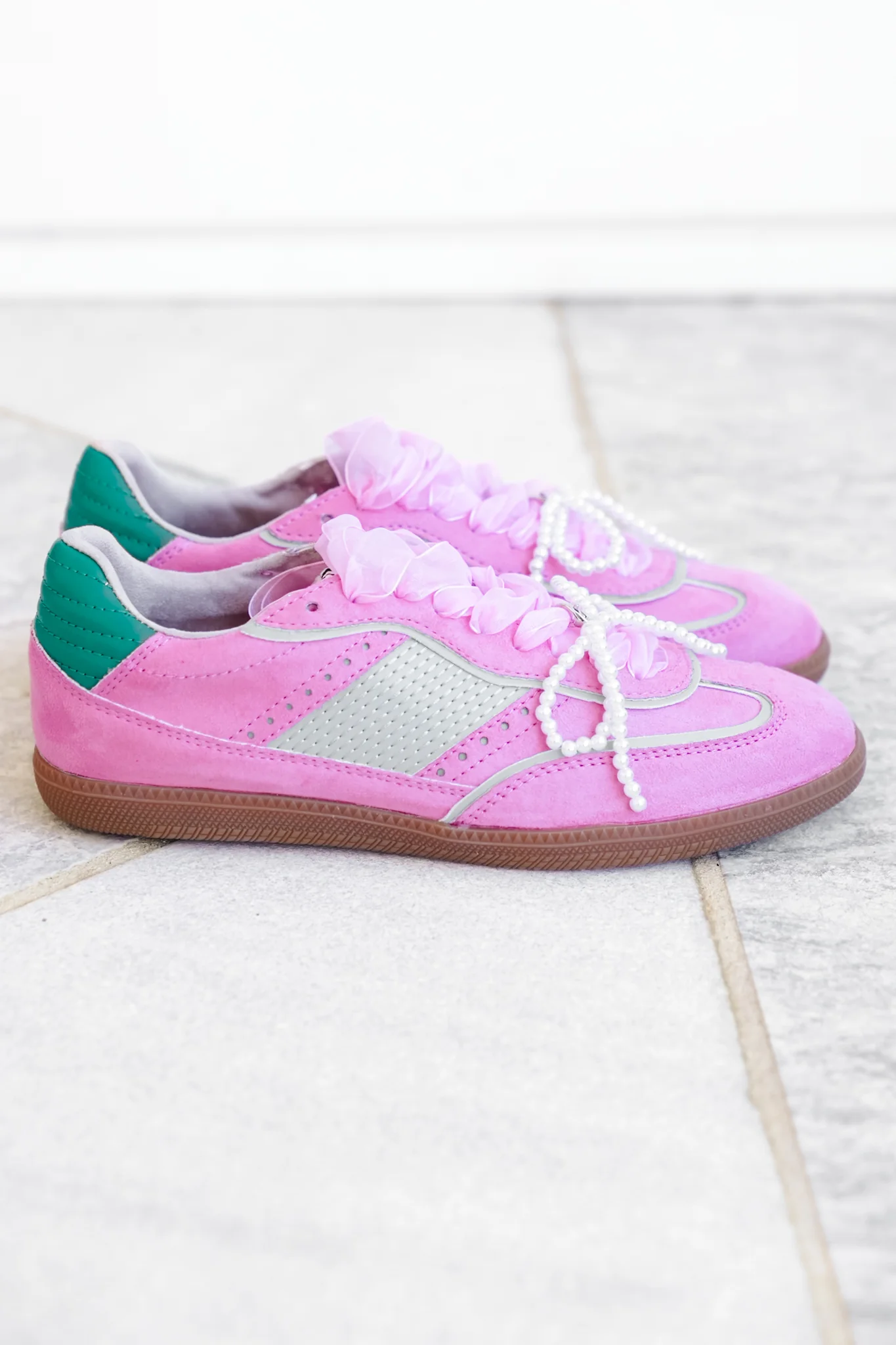 Shu Shop Lace Up Sneaker with Pearl Bow - Image 5
