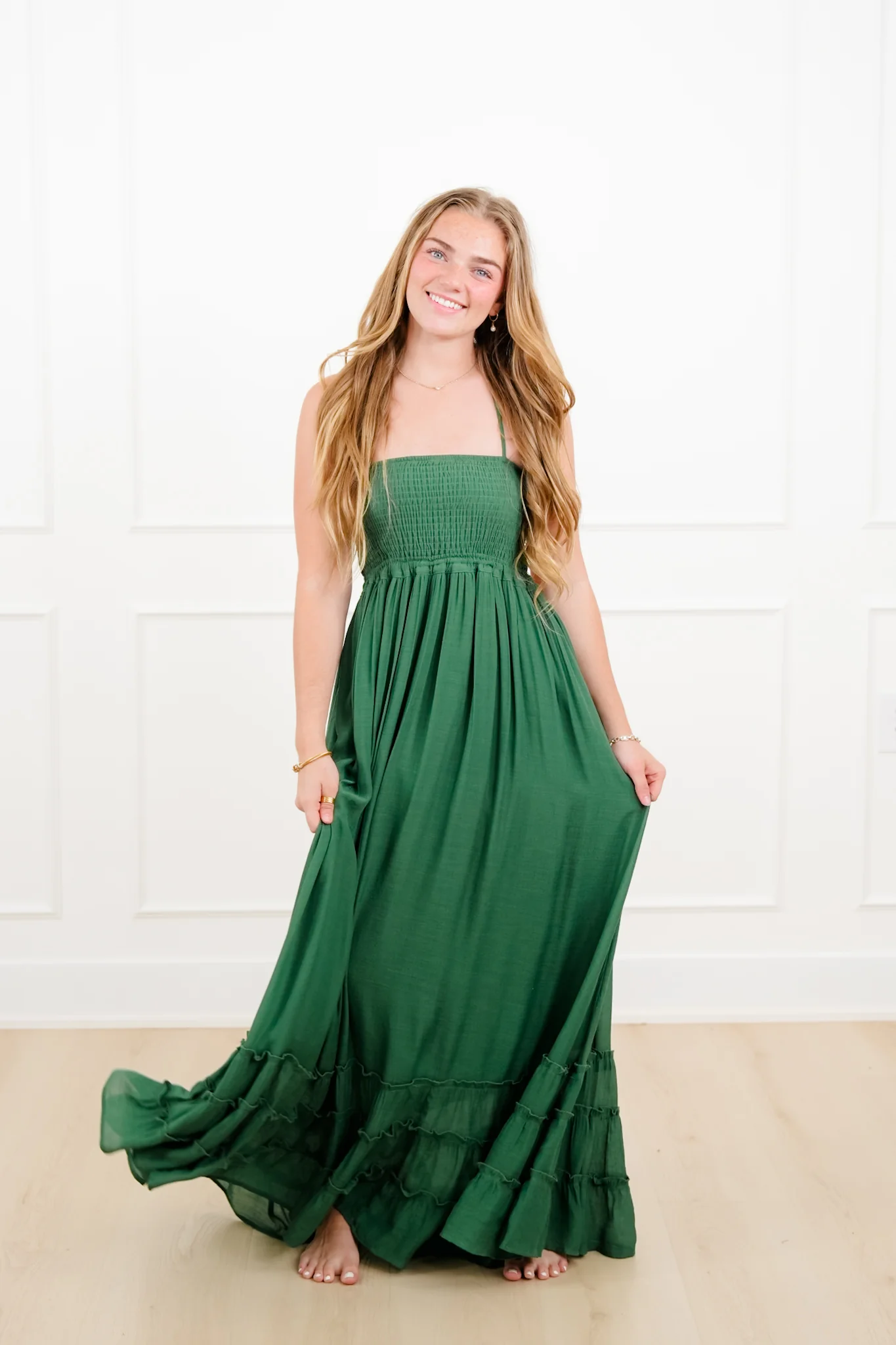 Solid Color Sleeveless Smocked Maxi Dress - Image 6