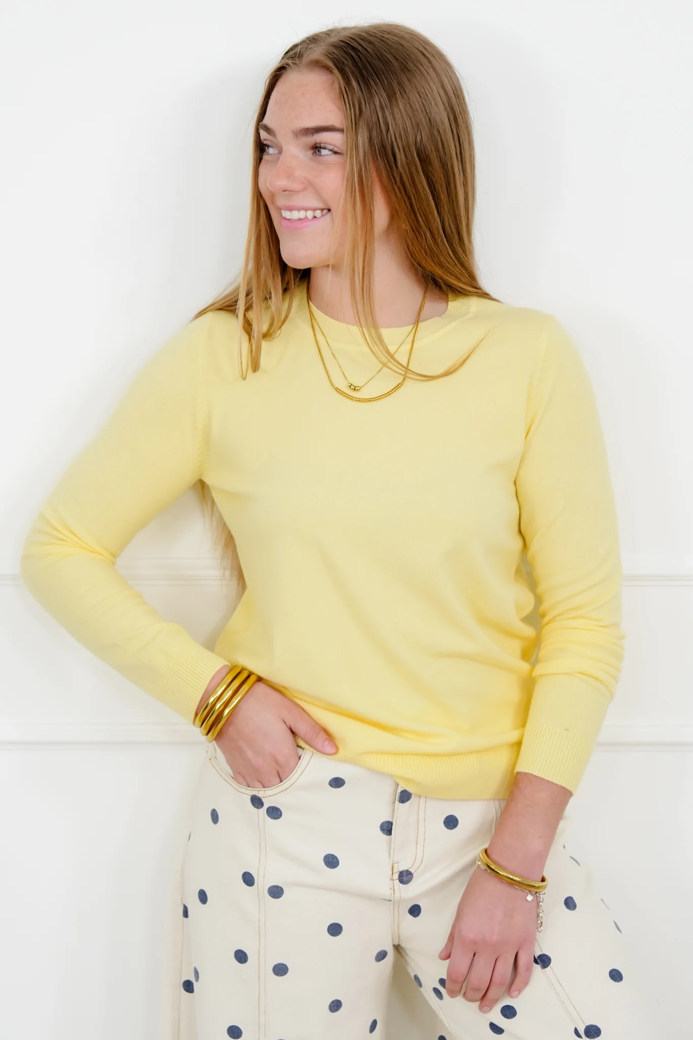 Solid Long Sleeve Crew Neck Pullover Sweater - Image 3