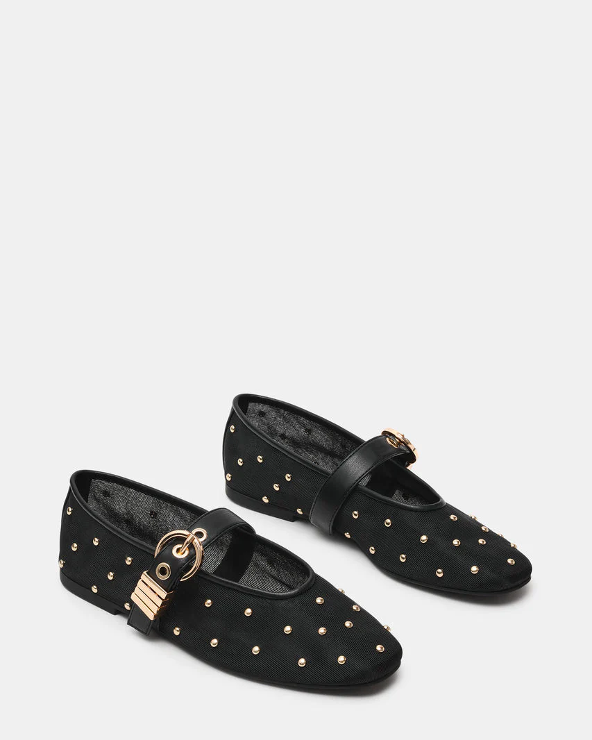 Steve Madden Mesh Flats with Gold Tone Studs and Metal Buckle Strap - Image 2