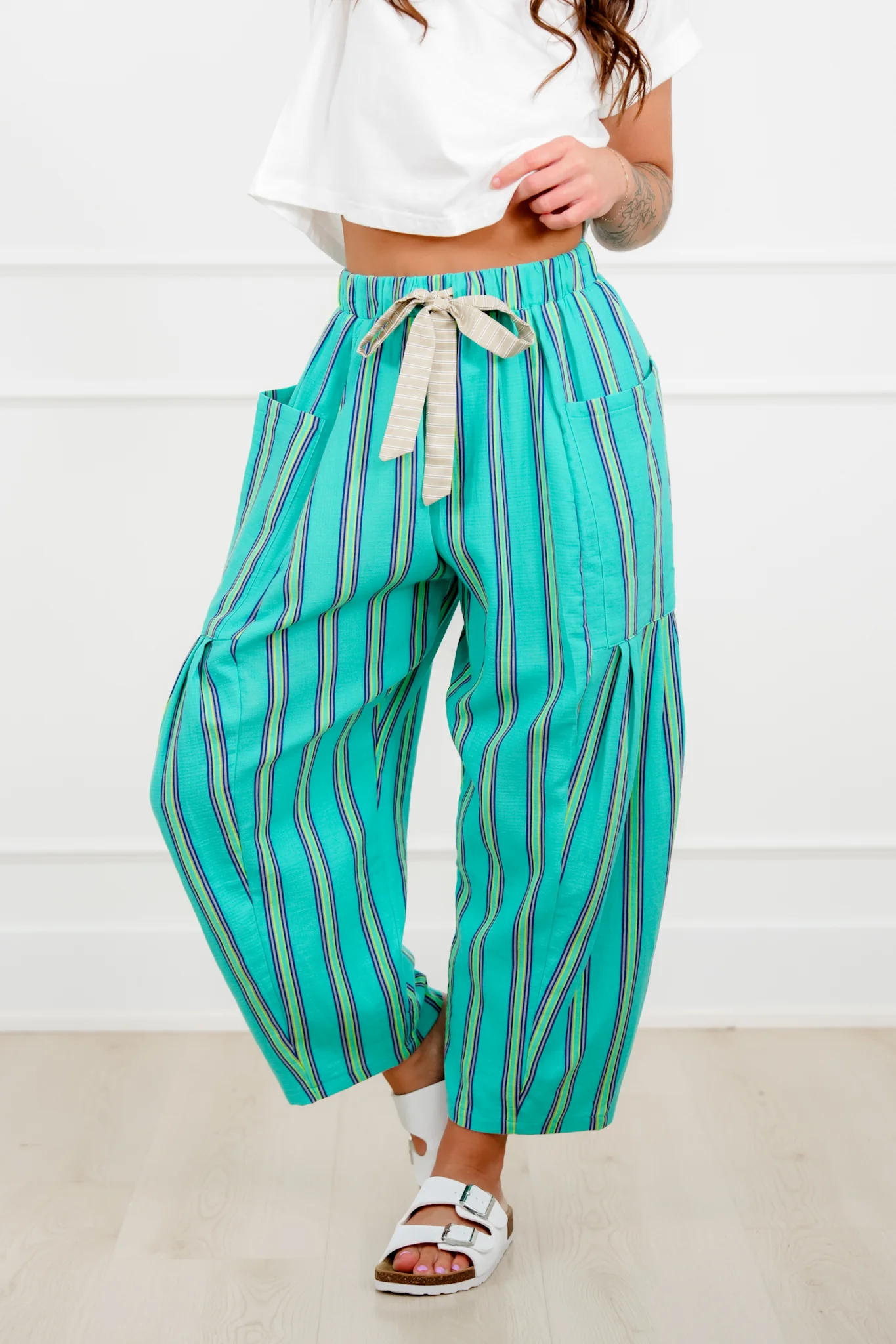 Striped Elastic Waist Lounge Pants