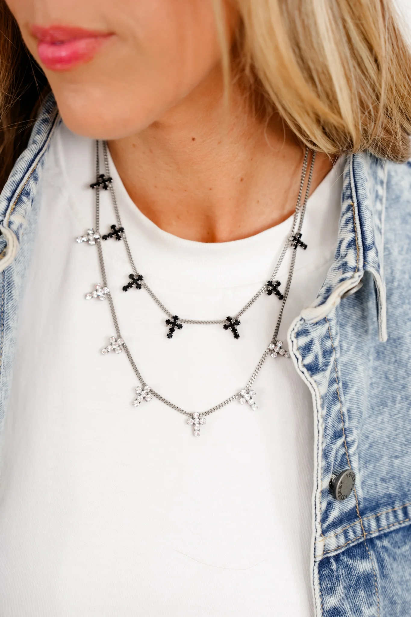 TOVA Antique Silver Multiple Cross Necklace - Image 2