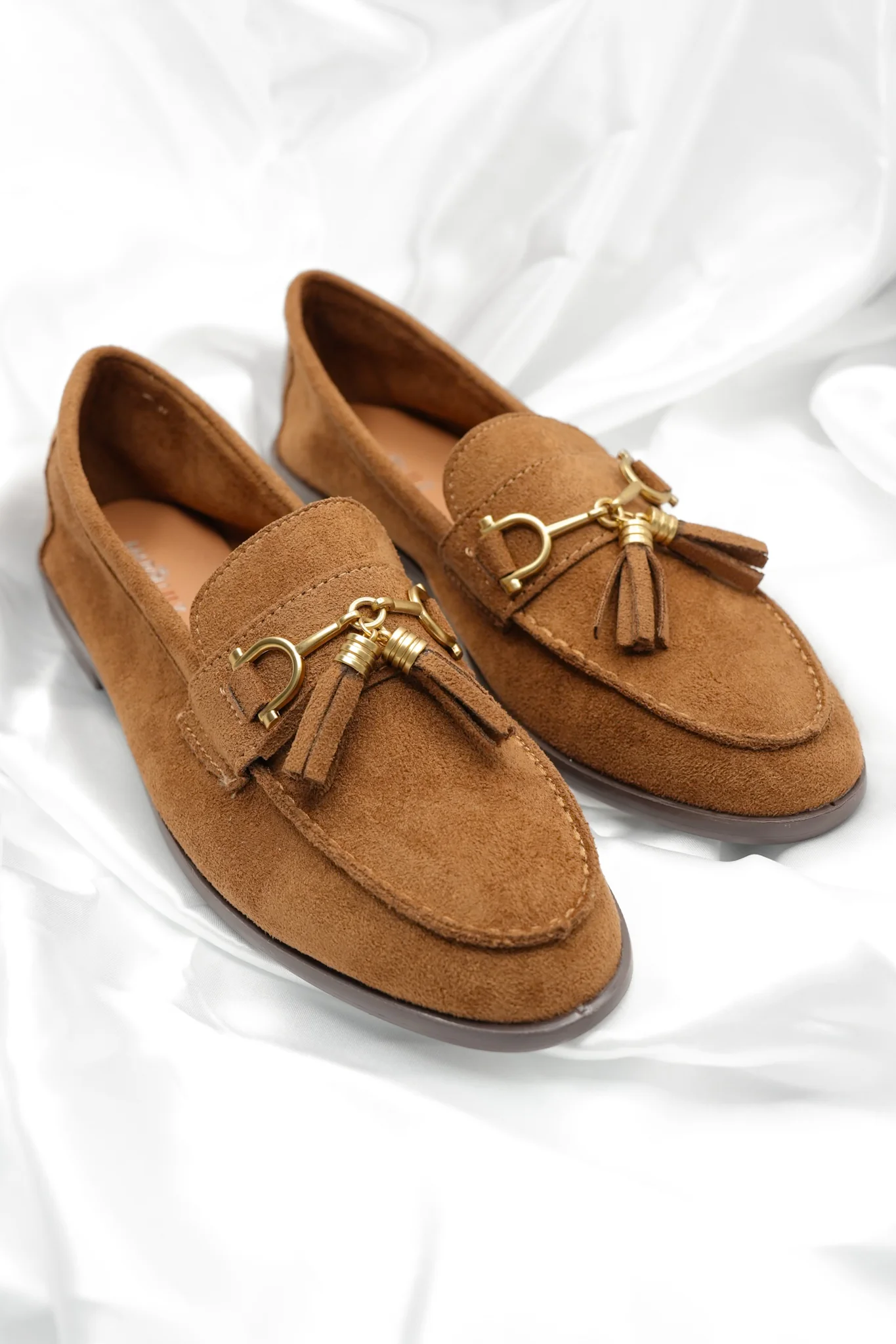 Vegan Suede Slip On Loafer with Tassel - Image 3