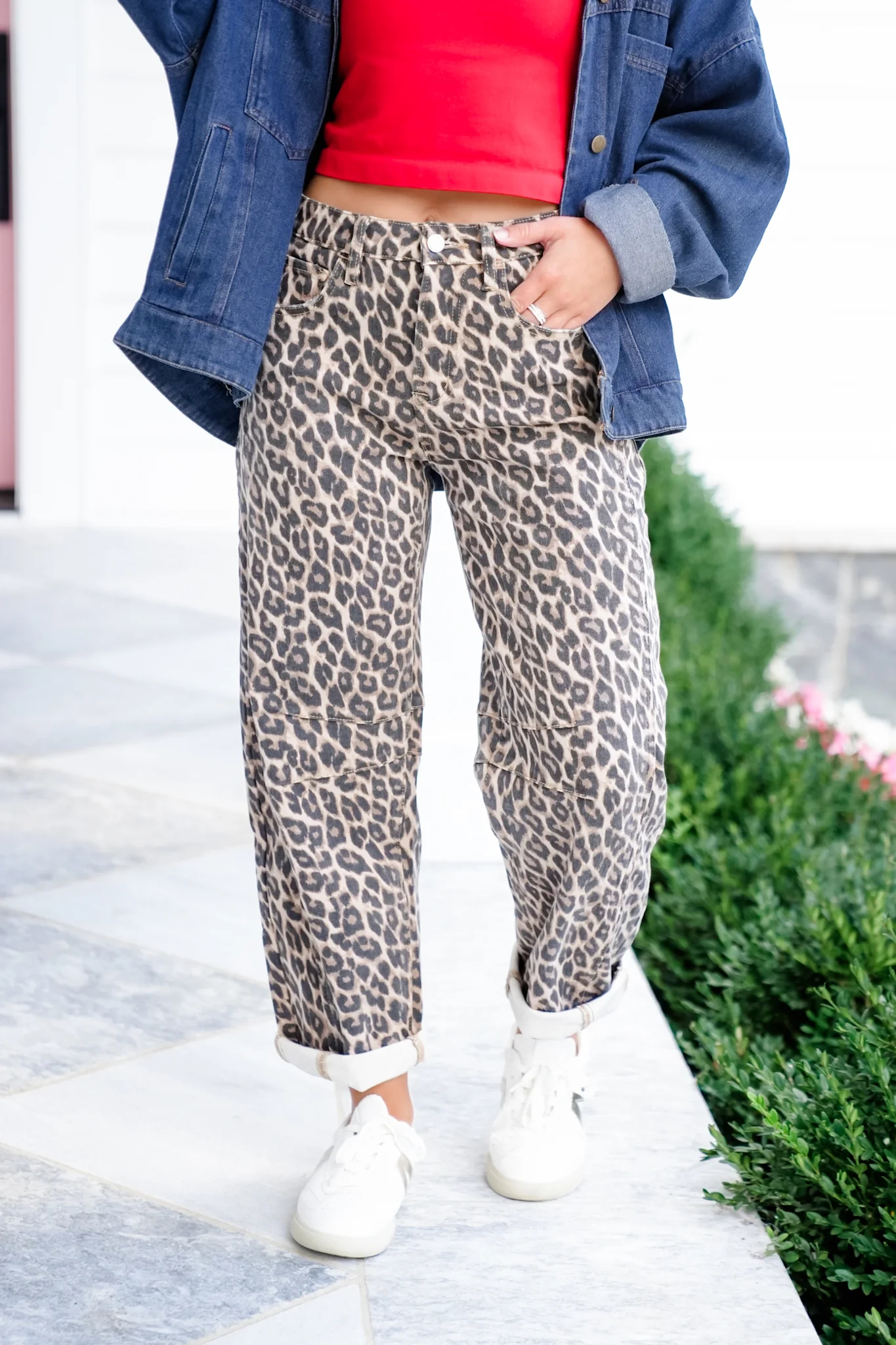 Vervet High Rise Leopard Barrel Jeans - Image 12