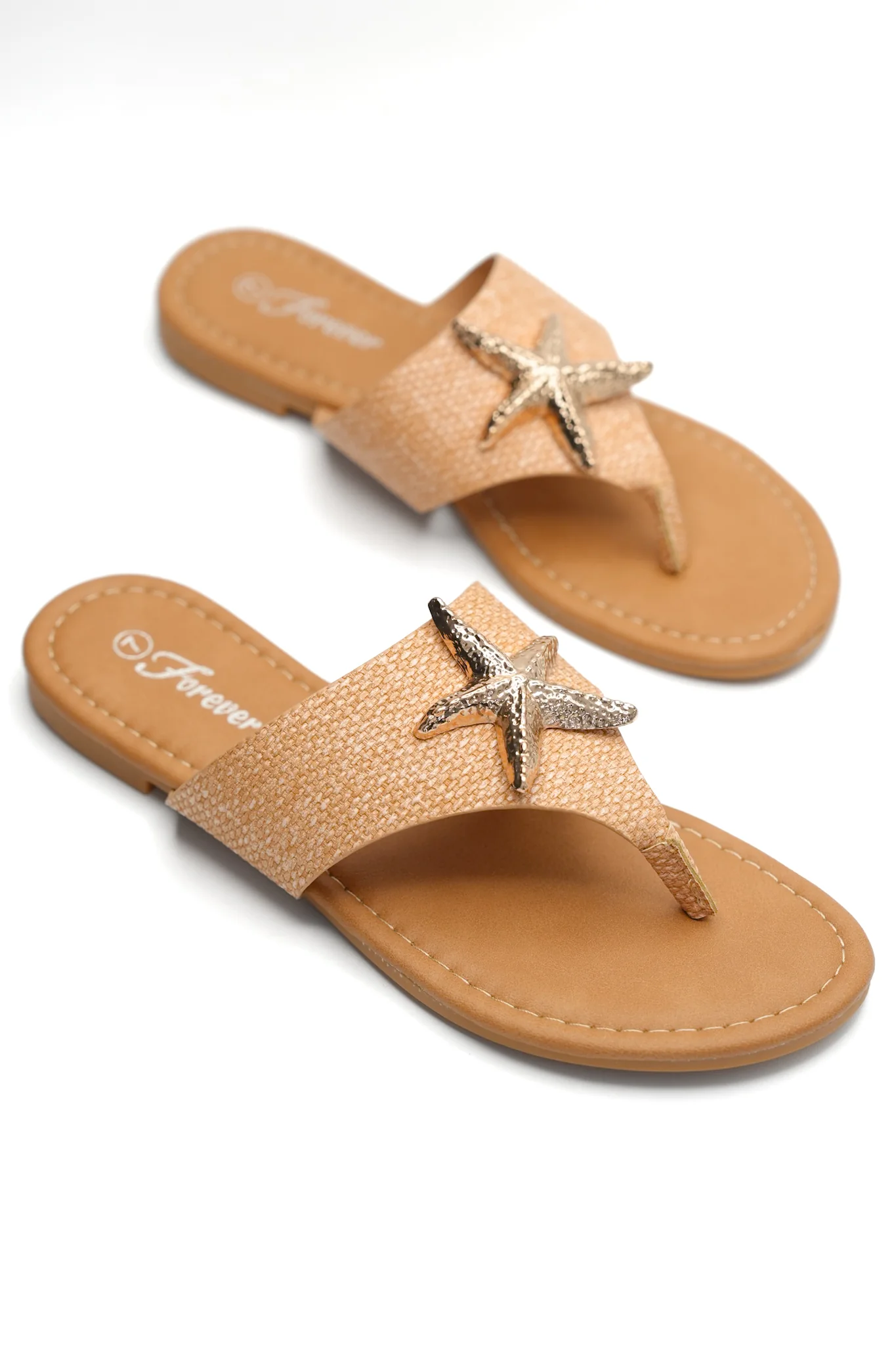 Woven Raffia Starfish Accent Thong Sandal - Image 2