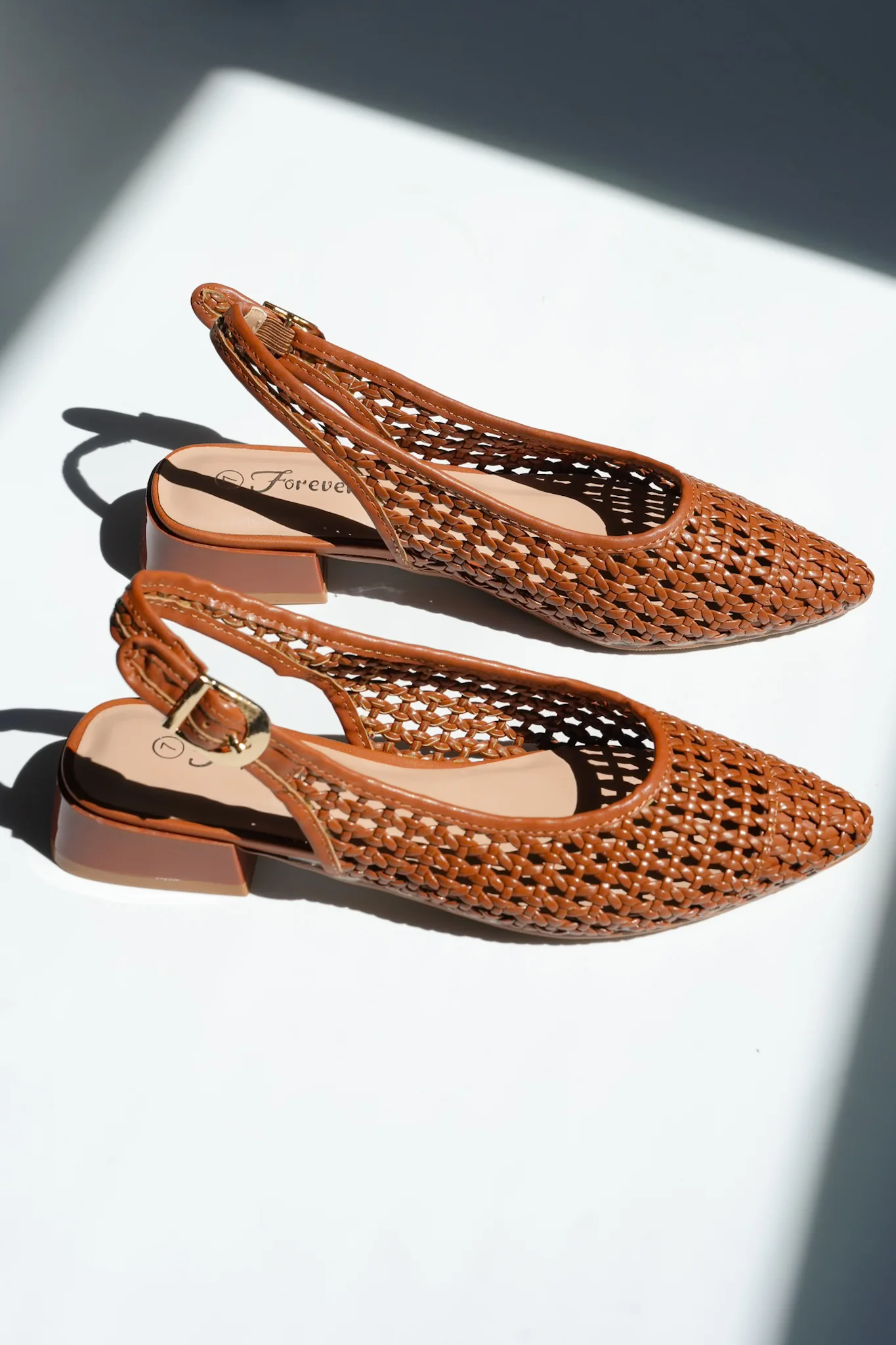 Woven Vegan Leather Mesh Slingback Heel