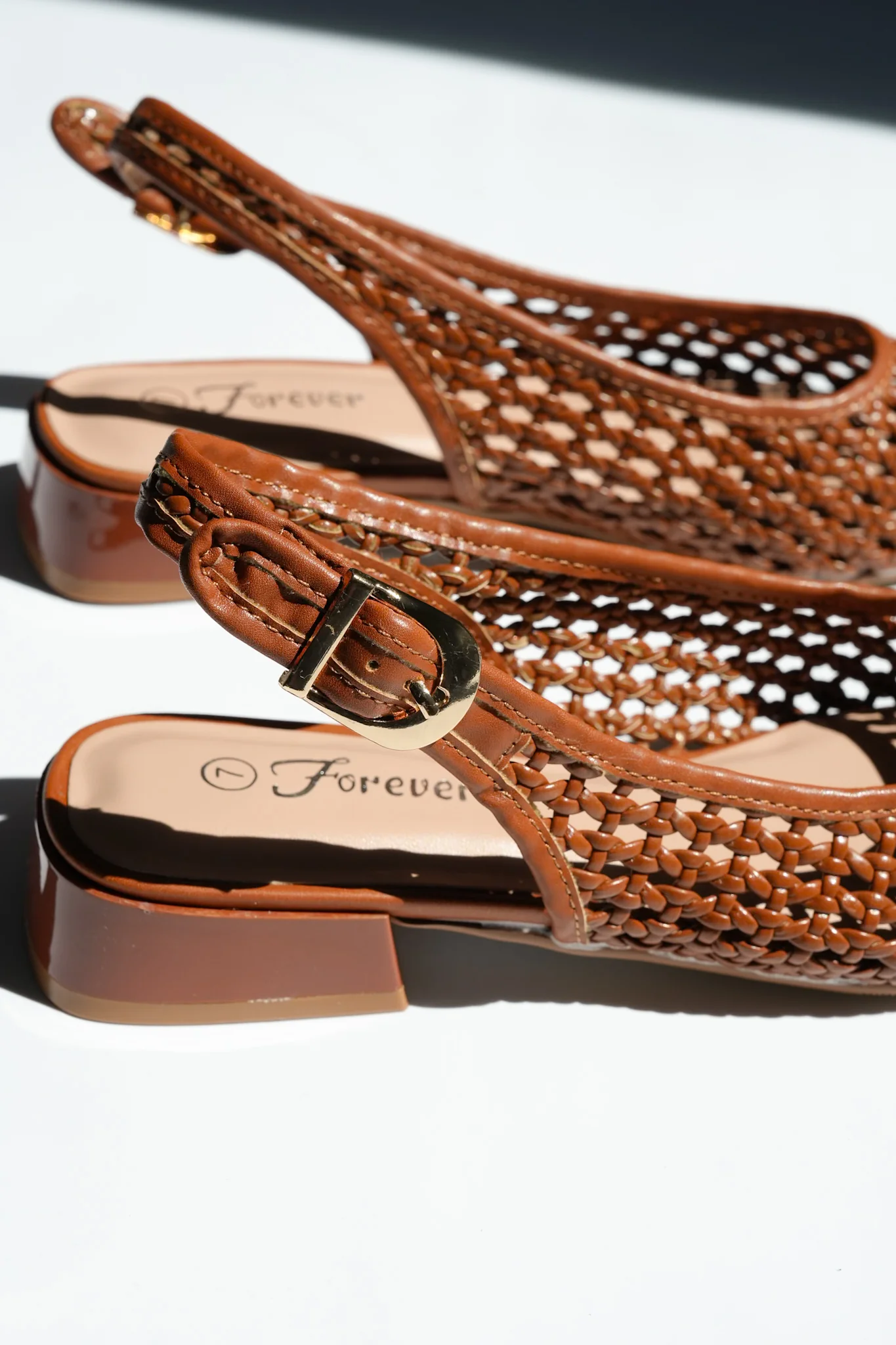 Woven Vegan Leather Mesh Slingback Heel - Image 3