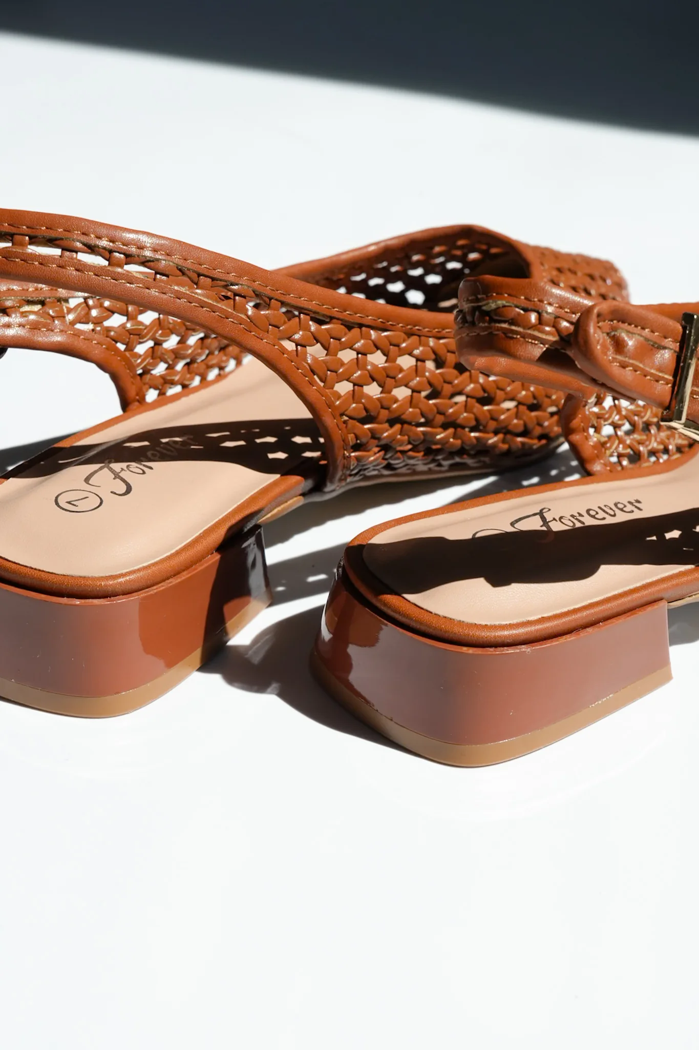 Woven Vegan Leather Mesh Slingback Heel - Image 4